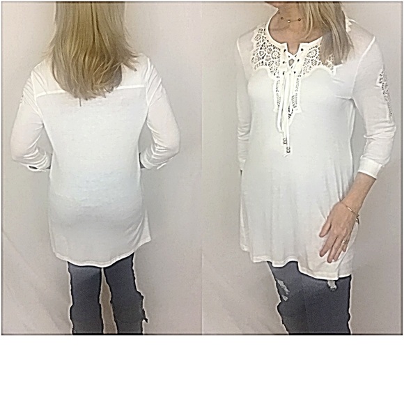 Lace Up Bohemian Chic Butter Soft  Flowy Tunic SM - Picture 7 of 8