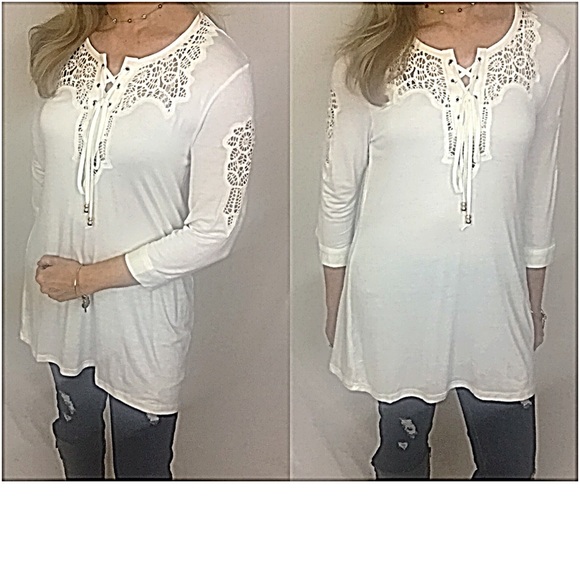 Lace Up Bohemian Chic Butter Soft  Flowy Tunic SM - Picture 5 of 8