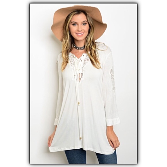 Lace Up Bohemian Chic Butter Soft  Flowy Tunic SM - Picture 4 of 8