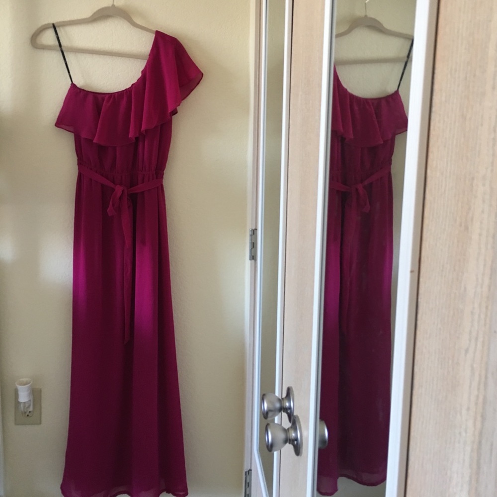 Fuchsia Chiffon Maxi Dress