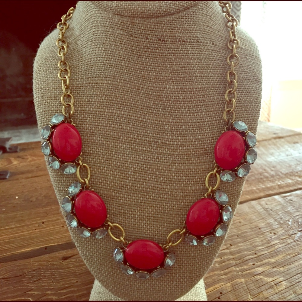 Stella & Dot red, gold and silver necklace