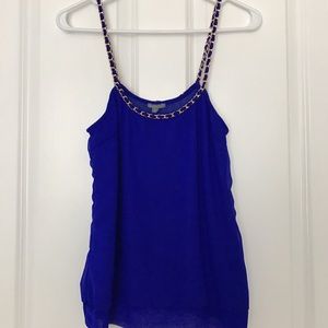 Charlotte Russe Blue, Gold Strapped Tank Top