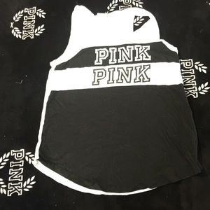 VS PINK XS PINK TANK TOP BLK/WHITE