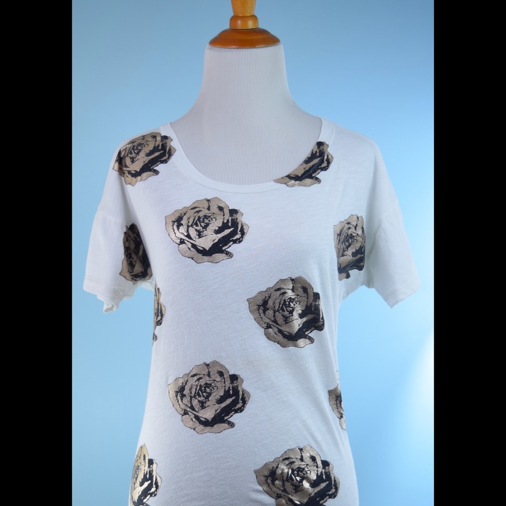 J CREW rose gold Metallic rose top Small