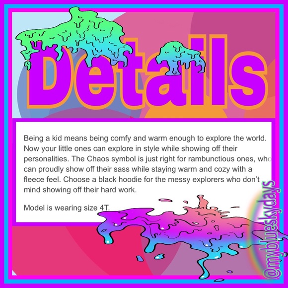 ✌🏼️💗🌎  I am Chaos unisex  toddler Hoodie💗💙 - Picture 4 of 5