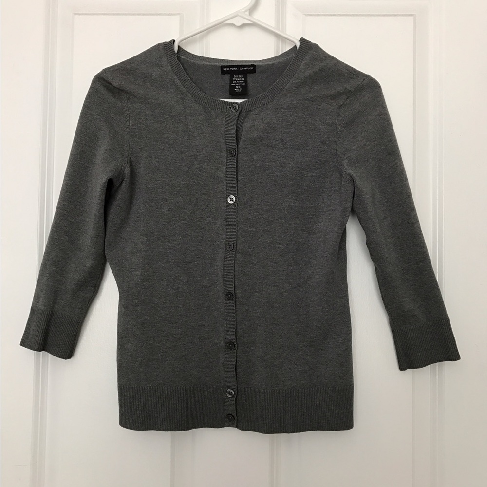 NY&Co. Gray Button Up Sweater