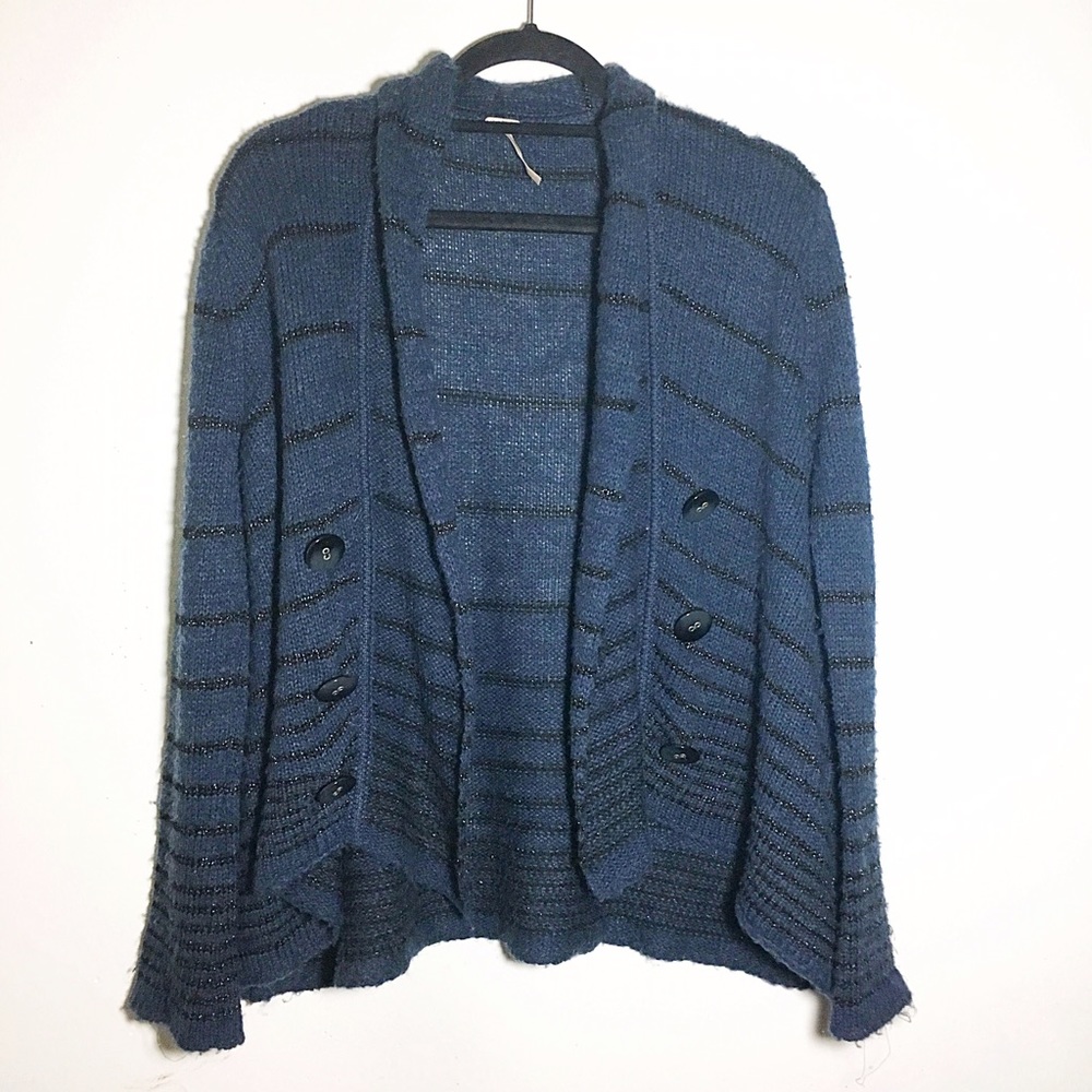 Free People striped open button cardigan S