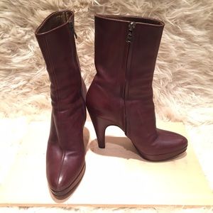 Prada Booties in Soft Chocolate Brown Leather