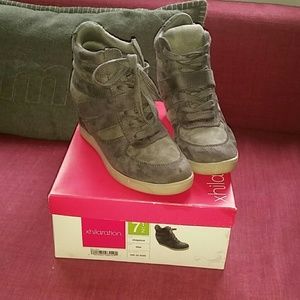 Xhiliration Shayenne blue grey gray sneaker wedge