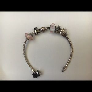 Pandora bracelet, with 6 charms.