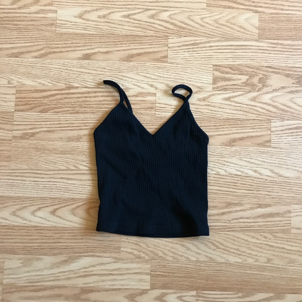 Topshop black spaghetti crop