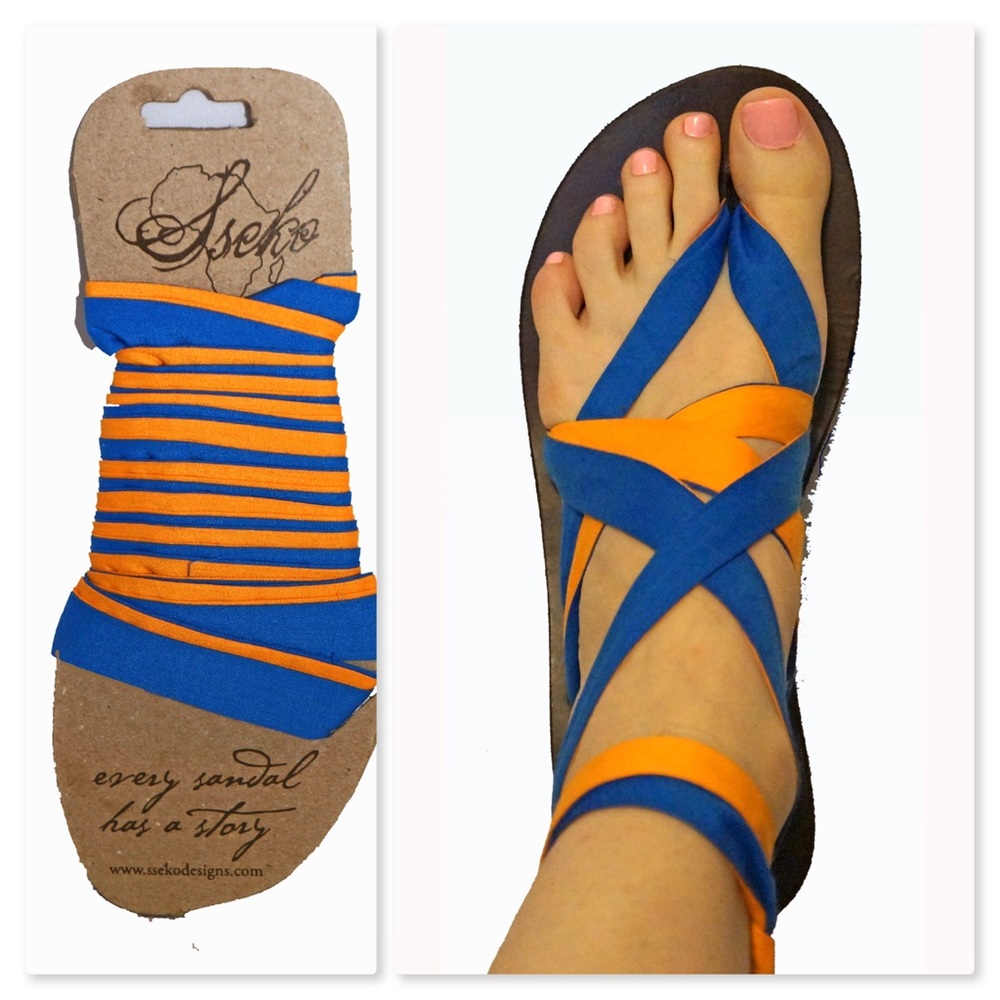 Sseko Designs 2-sided Ribbons in Blue and Orange