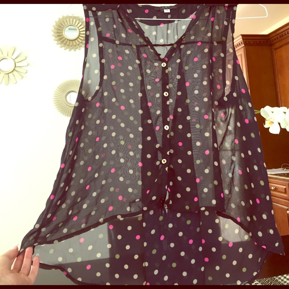 CUTE polka dot/LACE-UP/Button up