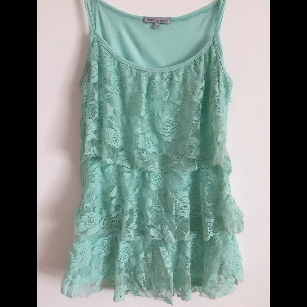 Mint Green Lace Tank Top