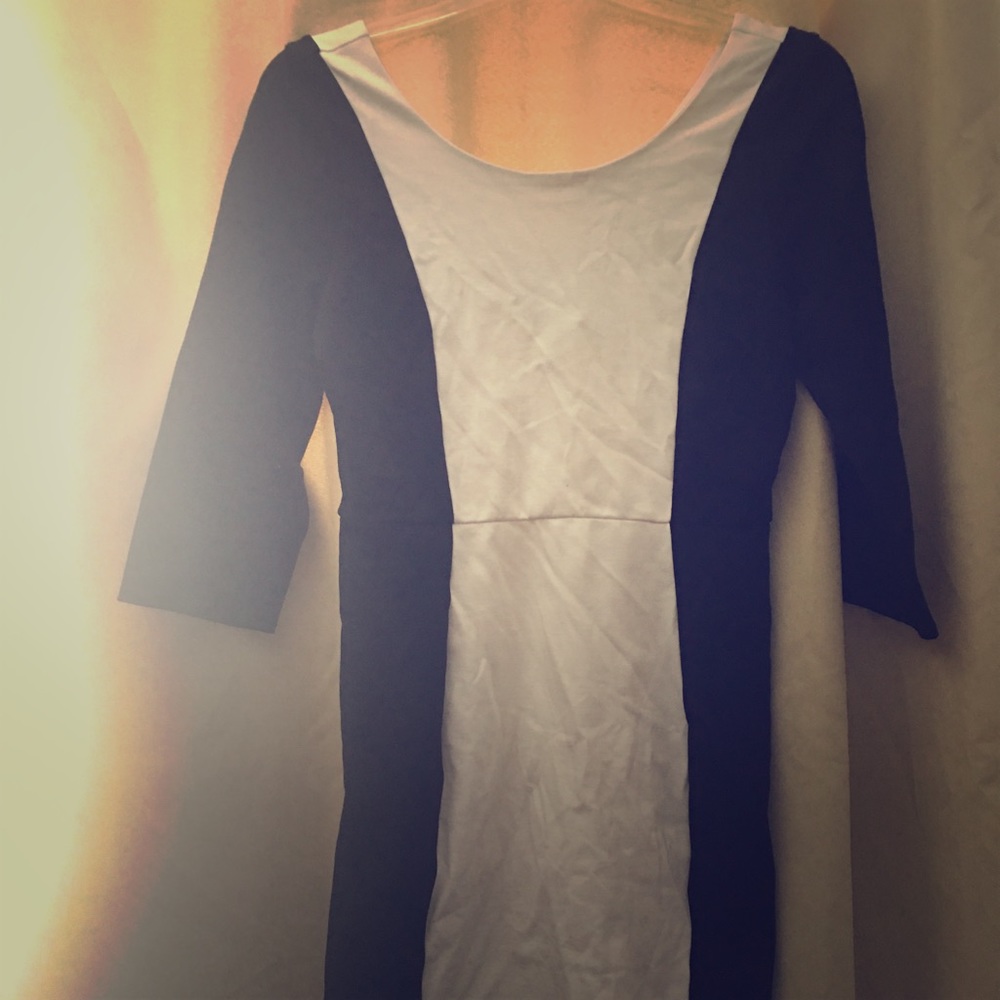 Express back and white v back dress