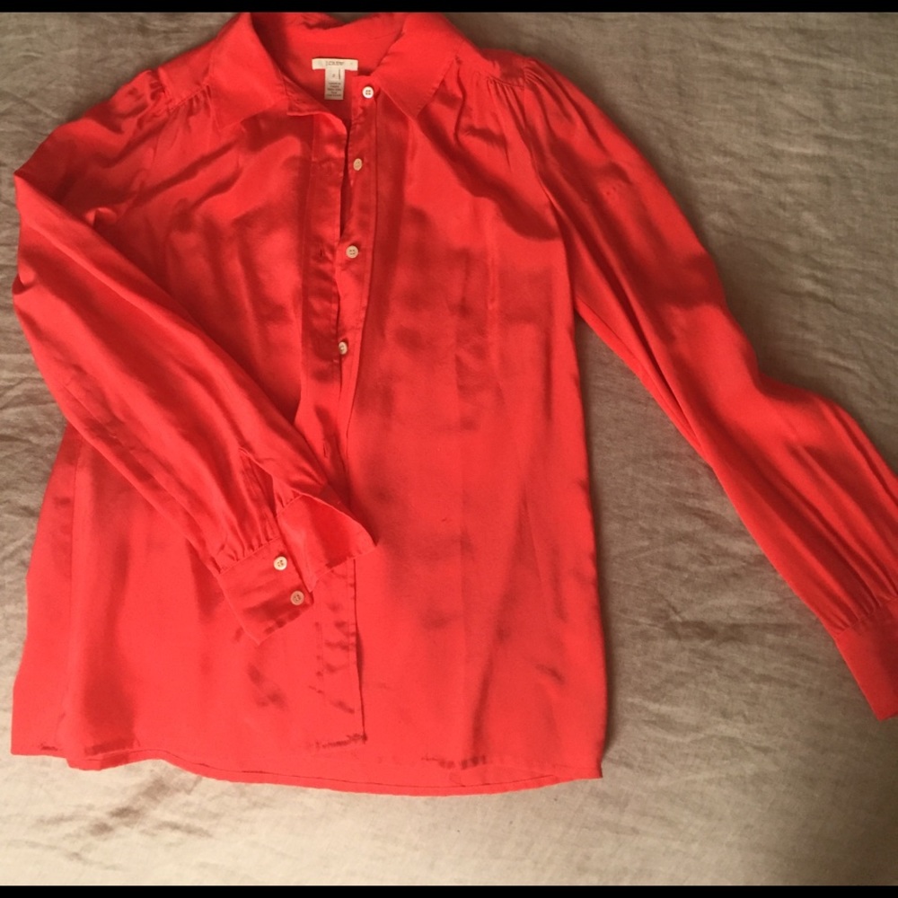 Beautiful coral silk blouse from J. Crew