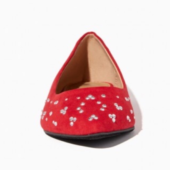 Valentine’s Day Candy Apple Red Gem Ballet Flats - Picture 2 of 6
