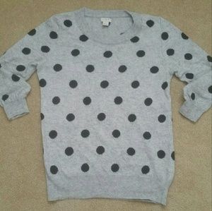 J. Crew Merina Wool Blend Polka Dot Sweater