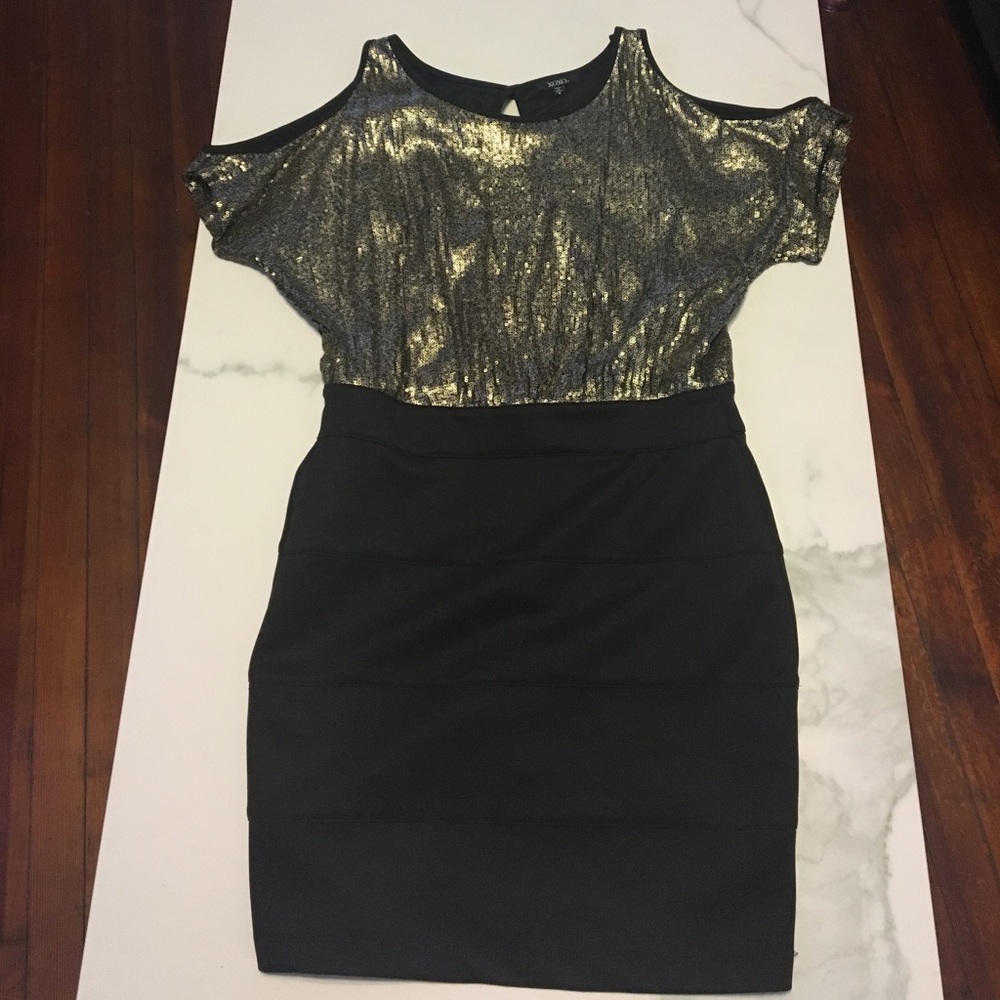 Xoxo gold sequin and black dress