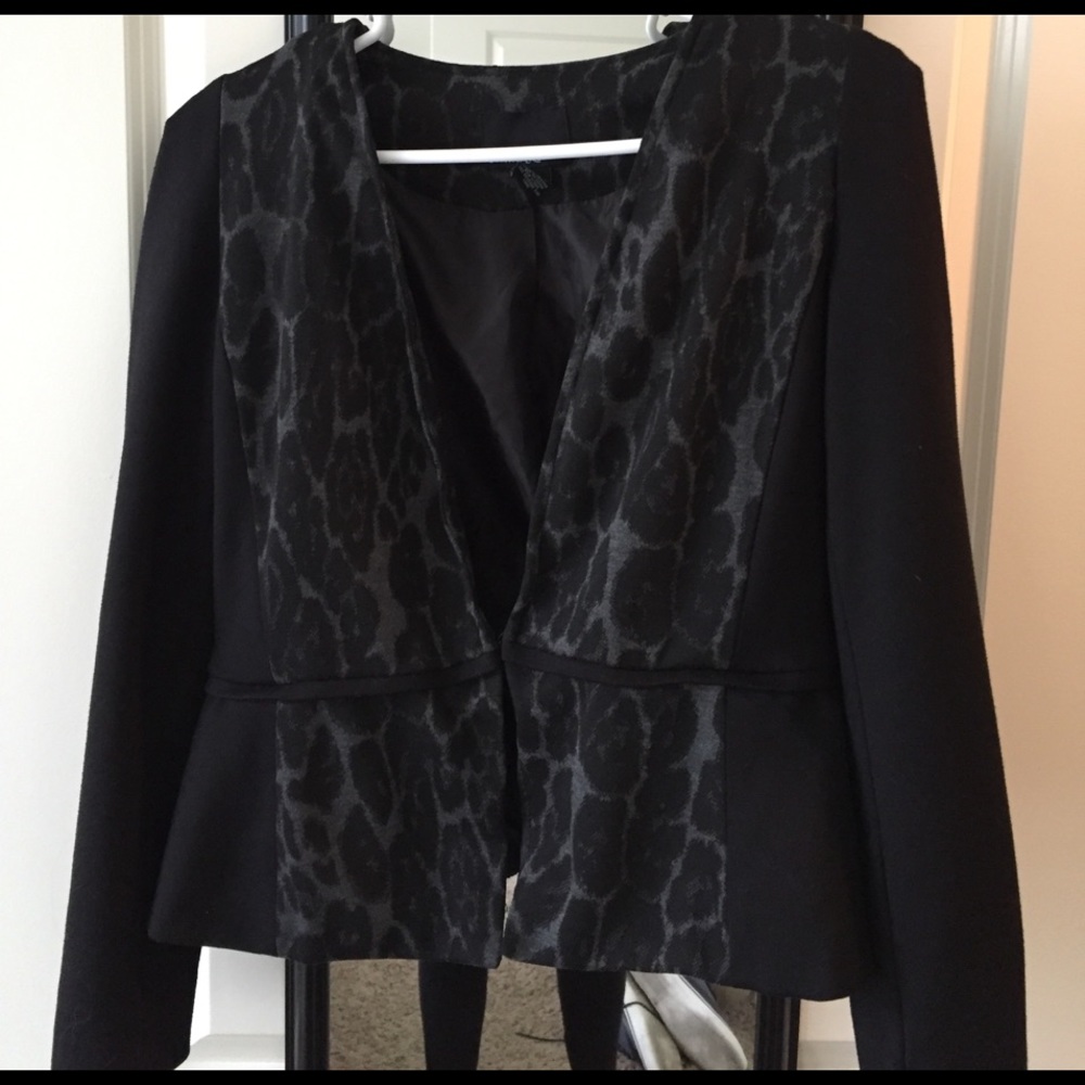 Black and grey leopard blazer