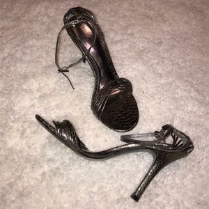 Strappy silver heels