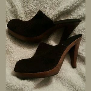 Corduroy High-heeled Clogs size 10