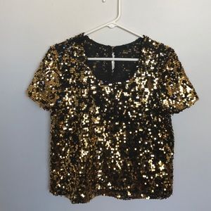 Topshop Gold Sequin Top
