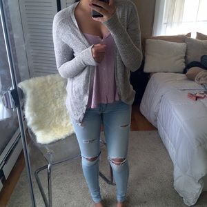 Lilac button up shirt & knitted soft cardigan