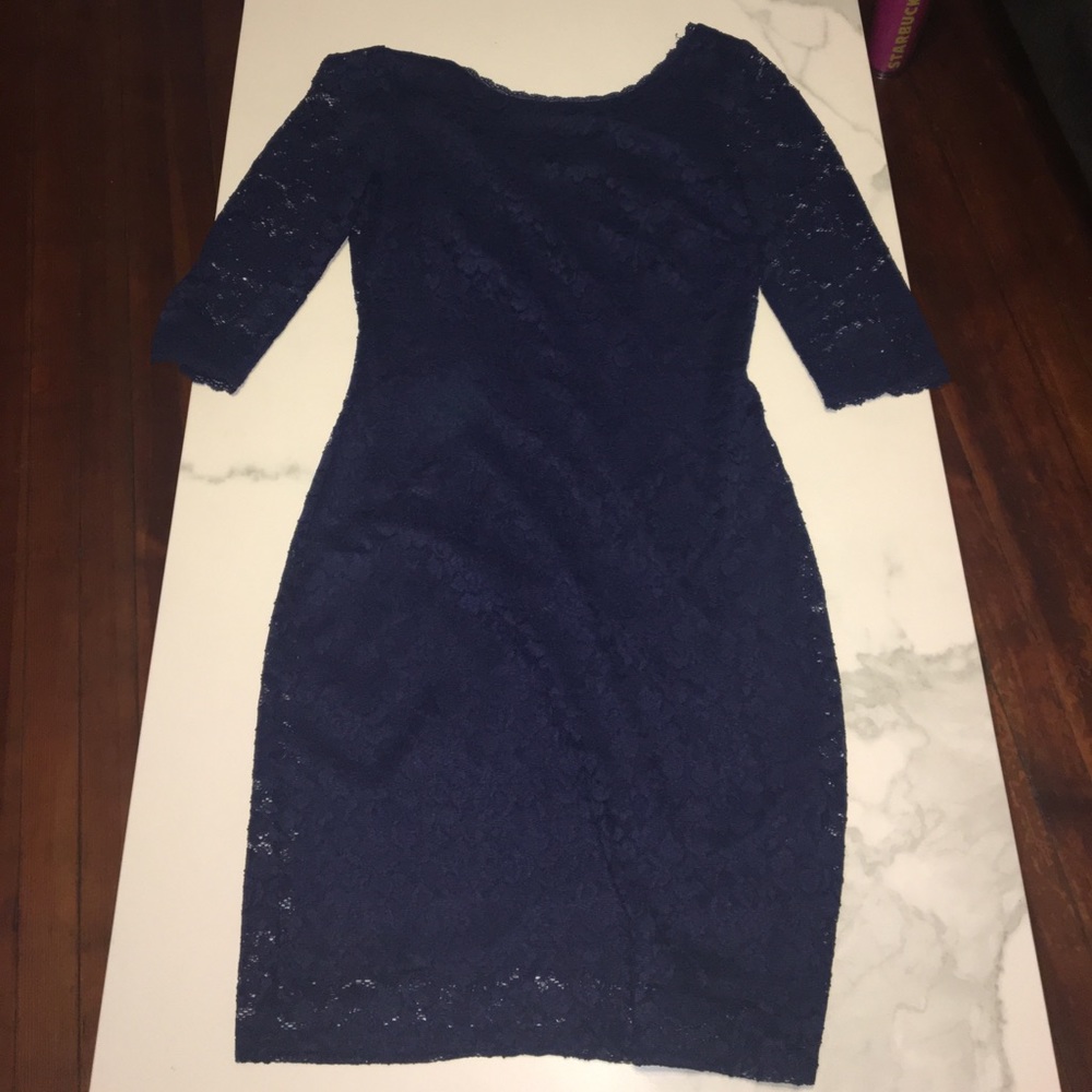Laundry Navy blue lace 3/4 sleeve dress