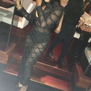 Long Black Mesh Dress