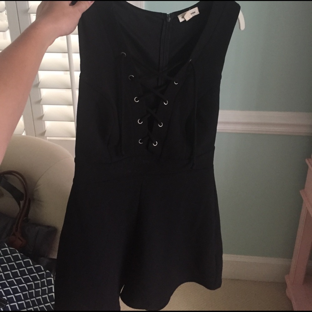 black lace up romper