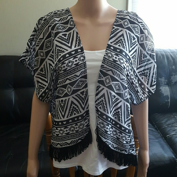 Justice Other - Justice boho sheer fringe trimmed cardigan