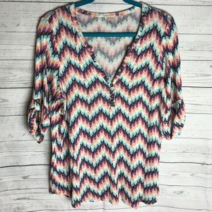 Stitch Fix Pixley Chevron Henley Printed Top Stitch Fix Pixley Chevron Henley Printed Top