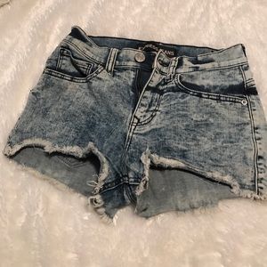 Acid wash denim shorts