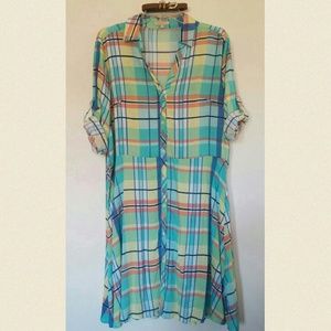 ORANGE CARAMEL FIT AND FLARE DRESS W/ BELT SZ 2X