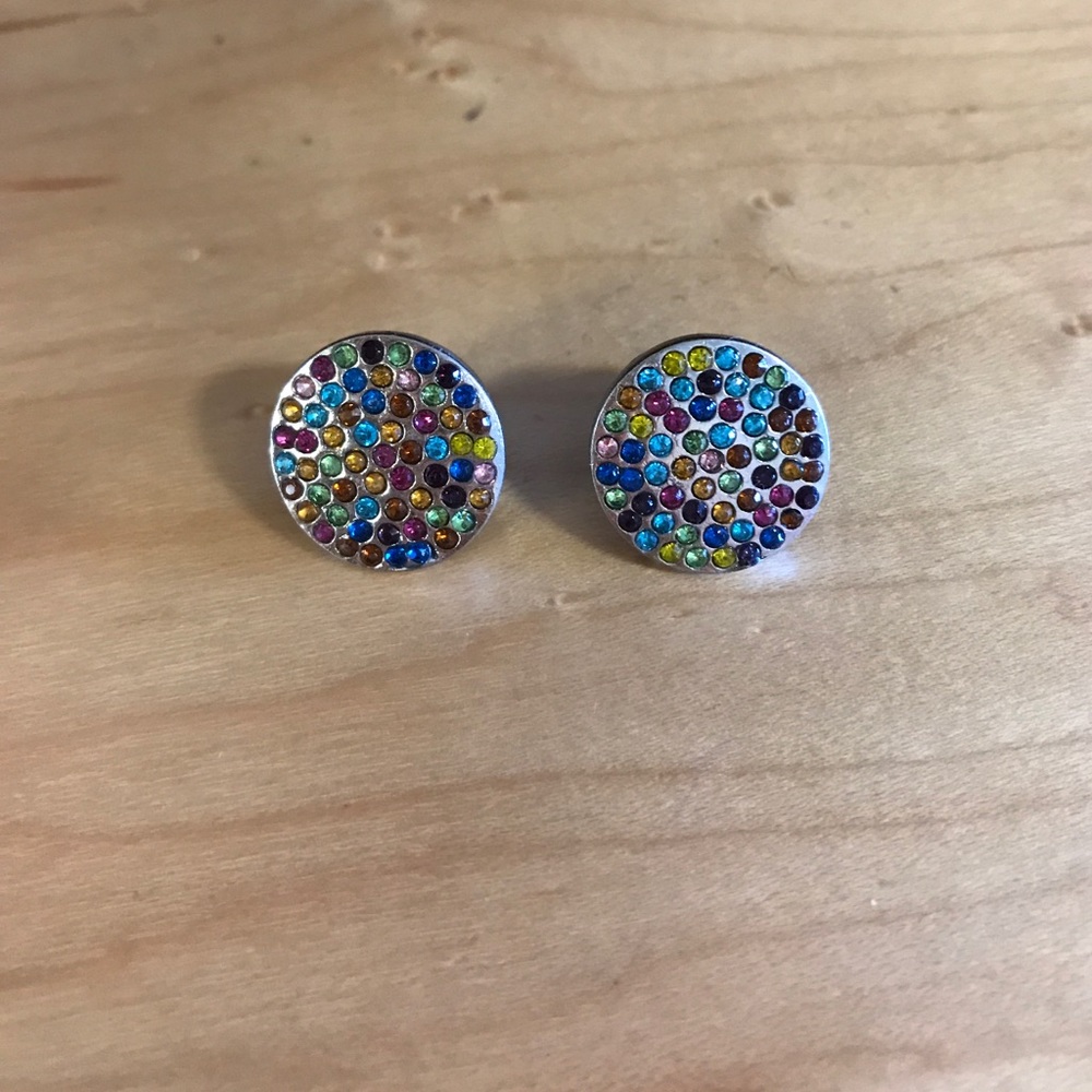 Circular with rainbow stones EARRINGS