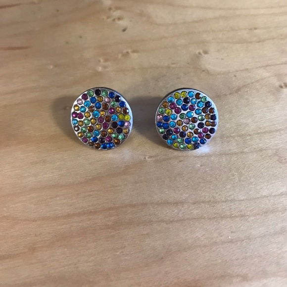Circular with rainbow stones EARRINGS - Picture 1 of 3