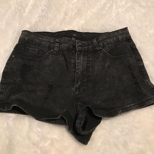 Black denim shorts