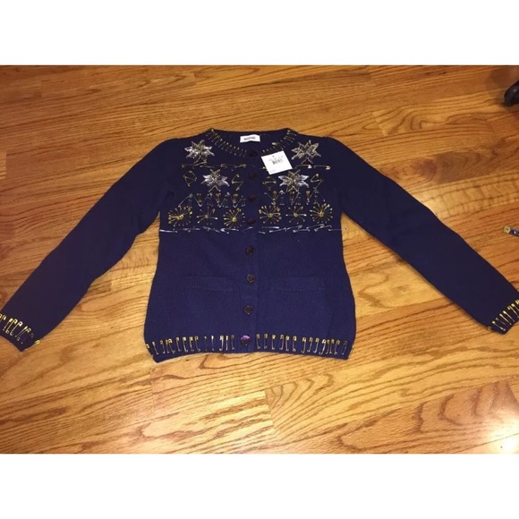 New Moschino Safety Pin embellished wool Cardigan