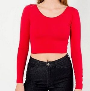 American Apparel Long Sleeve Crop Top - Red