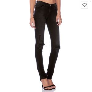 J BRAND black distressed knee caps skinny jean