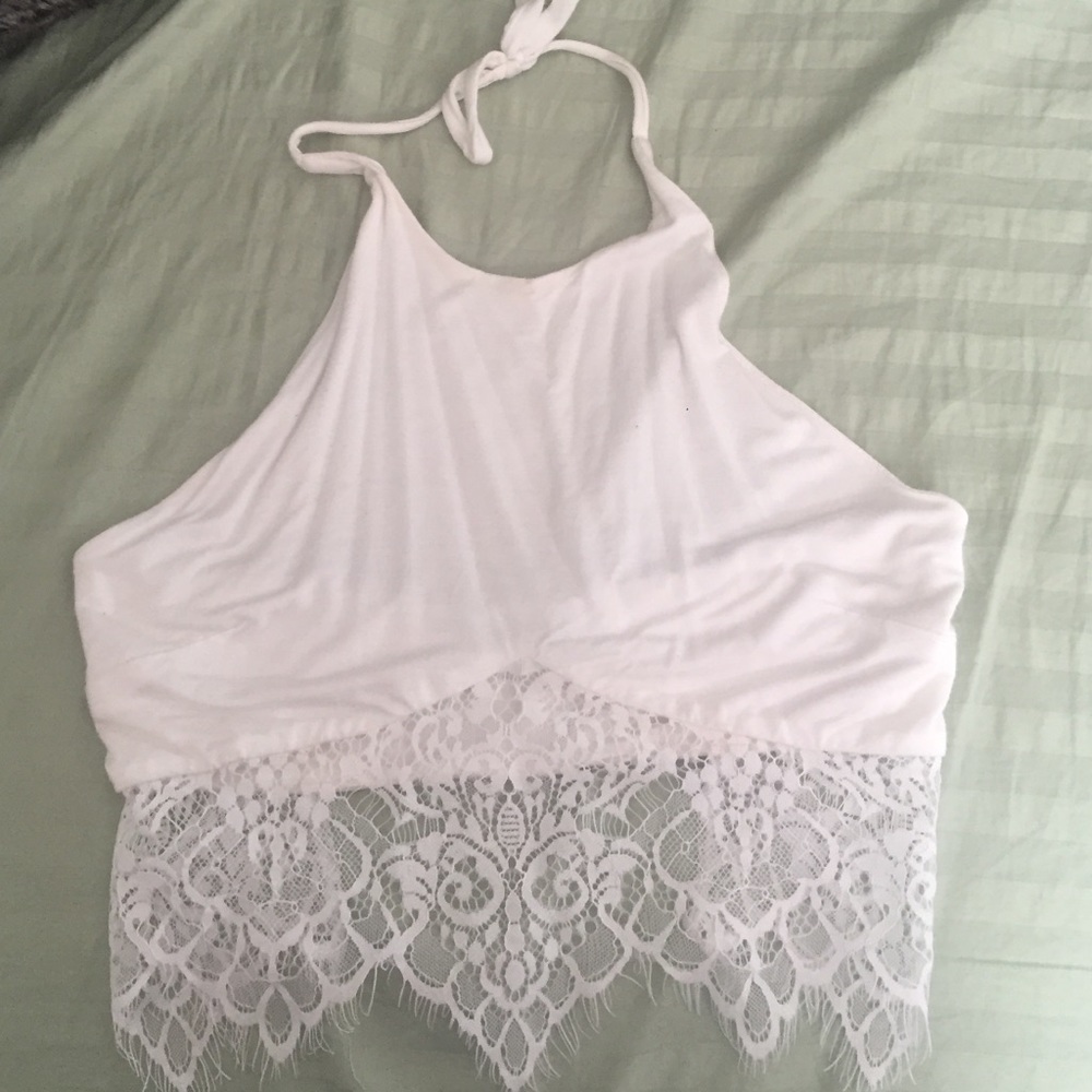 White lace crop top