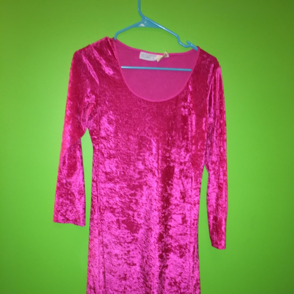 Pink Faux Crushed Velvet Dress 💗