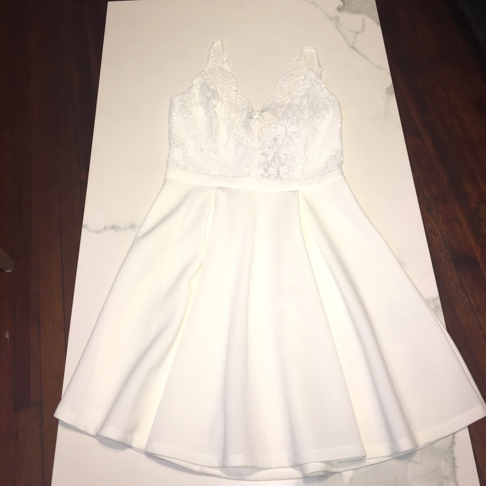 White lace top dress
