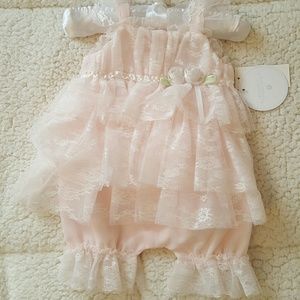 NWT Pink Lace & Tulle Baby girl Romper