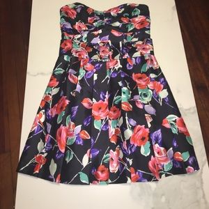 Express floral strapless dress