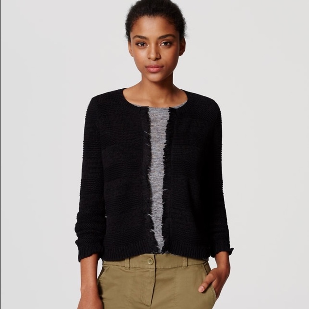 NWT Loft Fringed Sweater Jacket
