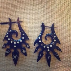 Carved Post Dangle Earrings
