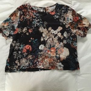 Cropped Floral short sleeve blouse/shirt H&M