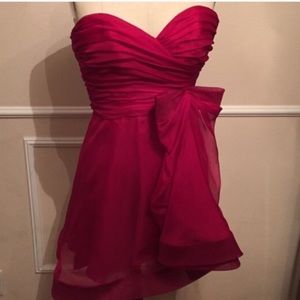 ABS ALLEN SCHWARTZ Flary red strapless dress w bow